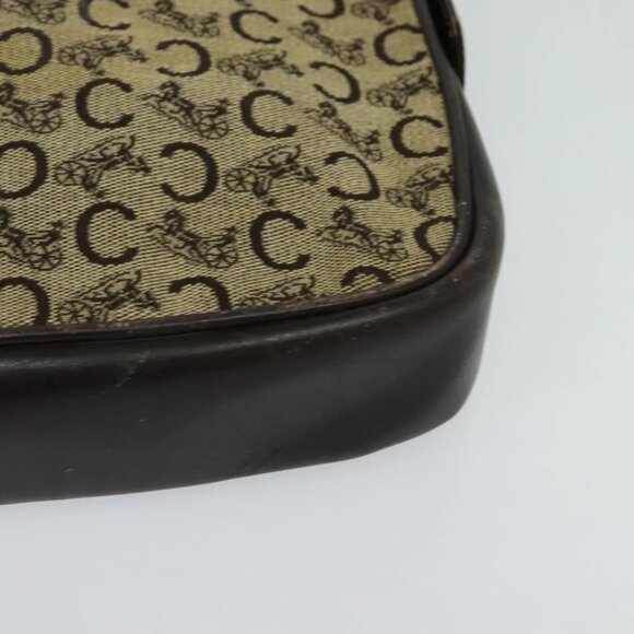 CELINE C Sulky Shoulder Bag Canvas Beige Gold Auth 117907 - Picture 12 of 14